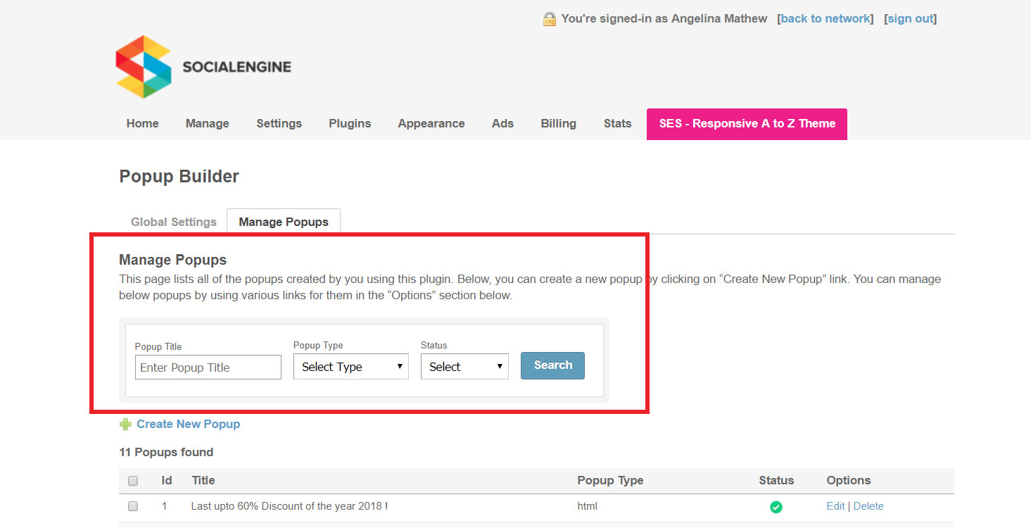 SocialEngine Popup Builder